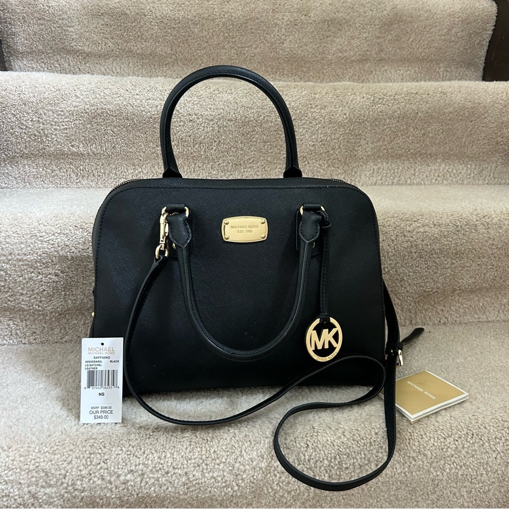 Michael Kors Saffino Black Satchel Bag